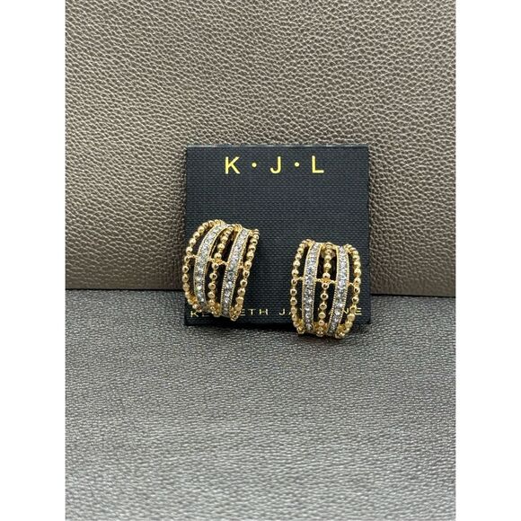 Vintage Kenneth J Lane Gold Clip Earrings - Picture 1 of 5